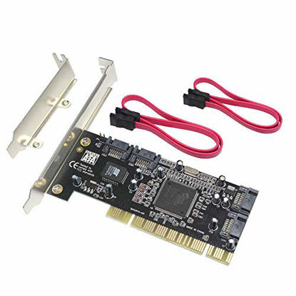 Picture of GODSHARK 4 Ports PCI SATA Raid Controller Internal Expansion Card with 2 Sata Cables, PCI to SATA Adapter Converter for Desktop PC Support HDD SSD