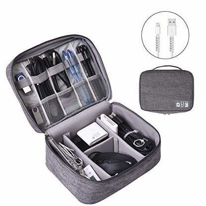 Picture of Electronics Organizer, OrgaWise Electronic Accessories Bag Travel Cable Organizer Three-Layer for iPad Mini, Kindle, Hard Drives, Cables, Chargers (Two-Layer-Grey)