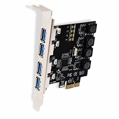 Picture of LTERIVER PCIe 4 Ports Superspeed USB 3.0 Card Adapter for Windows Server,XP,Vista,7,8.0,8.1,10(32/64bit) PCs-Biuld in Smart Power Control Technology-No Aditional Power Supply Needed(PCE-U3P4-SPC)