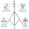 Picture of Neewer Stainless Steel Heavy Duty Light Stand 118"/300CM with 1/4-inch to 3/8-inch Universal Adapter for Photo Studio Softbox, Strobe Flash Monolight and Other Photographic Equipment (Silver)