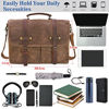 Picture of Mens Messenger Bag 15.6 Inch Waterproof Vintage Genuine Leather Waxed Canvas Briefcase Large Satchel Shoulder Bag Rugged Leather Computer Laptop Bag, Brown