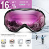 Picture of ZIONOR Lagopus Ski Snowboard Goggles UV Protection Anti fog Snow Goggles for Men Women Youth VLT 16% Black Frame Purple Lens