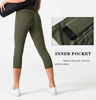 Picture of THE GYM PEOPLE Thick High Waist Yoga Pants with Pockets, Tummy Control Workout Running Yoga Leggings for Women (Large, Z-Capris Olive Green)