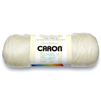 Picture of Caron Simply Soft Solids Yarn (4) Medium Gauge 100% Acrylic - 6 oz - Off White - Machine Wash & Dry