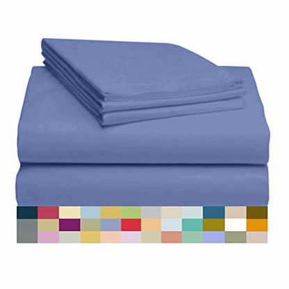 Picture of LuxClub 4 PC Sheet Set Bamboo Sheets Deep Pockets 18" Eco Friendly Wrinkle Free Sheets Machine Washable Hotel Bedding Silky Soft - Violet Blue Twin XL