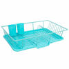 Picture of Sweet Home Collection Dish Rack Drainer 3 Piece Set with Drying Board and Utensil Holder, 12" x 19" x 5", Turquoise