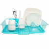 Picture of Sweet Home Collection Dish Rack Drainer 3 Piece Set with Drying Board and Utensil Holder, 12" x 19" x 5", Turquoise