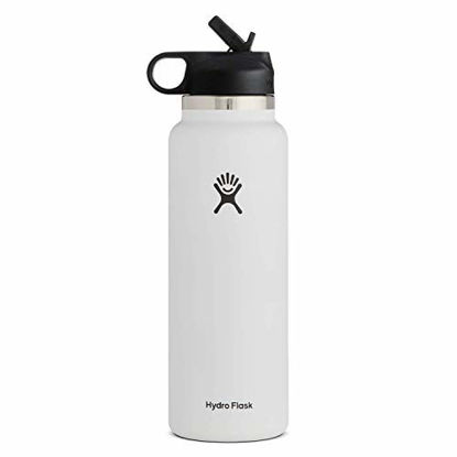 Picture of Hydro Flask Water Bottle - Wide Mouth Straw Lid 2.0 - 32 oz, White