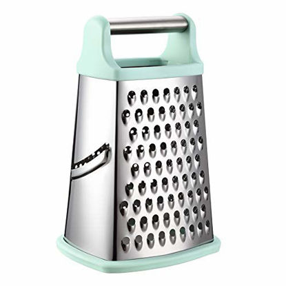 Picture of Spring Chef Professional Box Grater, Stainless Steel with 4 Sides, Best for Parmesan Cheese, Vegetables, Ginger, XL Size, Mint