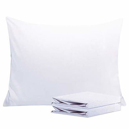 Picture of NTBAY Standard Pillowcases Set of 2, 100% Brushed Microfiber, Soft and Cozy, Wrinkle, Fade, Stain Resistant with Envelope Closure, 20 x 26 Inches, White