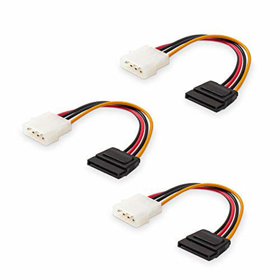 Picture of Cable Matters 3-Pack 4 Pin Molex to SATA Power Cable (SATA to Molex) - 6 Inches