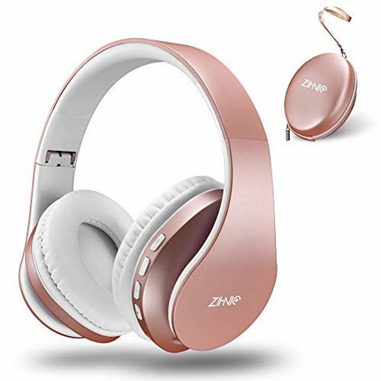 Picture of Bluetooth Over-Ear Headphones, Zihnic Foldable Wireless and Wired Stereo Headset Micro SD/TF, FM for Cell Phone,PC,Soft Earmuffs &Light Weight for Prolonged Waring (Rose Gold)