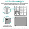 Picture of Bluetooth Numeric Keypad, Rechargeable Aluminum 34-Key Number Pad Slim External Numpad Keyboard Data Entry Compatible for MacBook, MacBook Air/Pro, iMac Windows Laptop Surface Pro etc