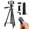 Picture of Polarduck Phone Tripod, Tripod for iPhone 51 Inch 130cm Lightweight Tripod Stand for iPhone/Samsung/Huawei Cell Phone, Camera and Gopro with Bluetooth Remote Control, Phone Holder and Gopro Mount