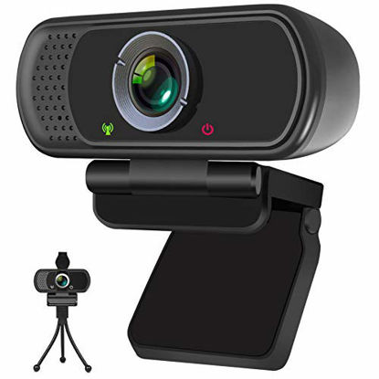 Picture of Webcam, HD Webcam 1080P with Privacy Shutter and Tripod Stand, Pro Streaming Web Camera with Microphone, Widescreen USB Computer Camera for PC Mac Laptop Desktop Video Calling Conferencing Recording