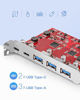 Picture of Inateck PCIe to USB 3.2 Gen 2 Card with 20 Gbps Bandwidth, 3 USB Type-A and 2 USB Type-C Ports, KU5211, Red