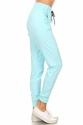 Picture of Leggings Depot JGA128-SKYBLUE-L Solid Jogger Track Pants w/Pockets, Large