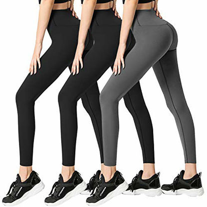 Hi Clasmix 3 Pack Fleece Lined Leggings Women-High Waisted Tummy Control  Super Soft Winter Thermal Warm Workout Yoga Pants(3 Pack  Black+Grey+Khaki,S/M)