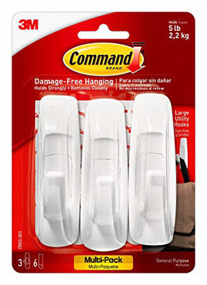 Picture of Command Large Utility Hook, White, 3-Hooks, 6-Strips (17003-3ES)