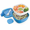 Picture of Bentgo Salad BPA-Free Lunch Container with Large 54-oz Salad Bowl, 4-Compartment Bento-Style Tray for Salad Toppings and Snacks, 3-oz Sauce Container for Dressings, and Built-In Reusable Fork (Blue)