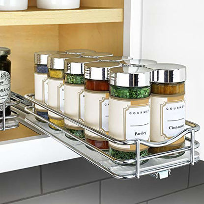 Picture of Lynk Professional Slide Out Spice Rack Upper Cabinet Organizer, 4-1/4" Single, Chrome