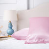 Picture of Bedsure Satin King Size Pillow Cases Set of 2 , Pink, 20x40 inches - Pillowcase for Hair and Skin - Satin Pillow Covers with Envelope Closure