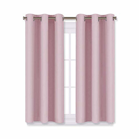 Picture of NICETOWN Blackout Curtain Panels for Girls Room, Nursery Essential Thermal Insulated Solid Grommet Top Blackout Drapes (Baby Pink=Lavender Pink, 1 Pair, 29 x 45 Inch)