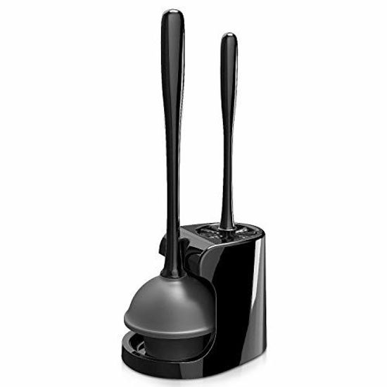 Picture of MR.SIGA Toilet Plunger and Bowl Brush Combo for Bathroom Cleaning, Black, 1 Set