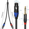 Picture of DISINO Dual Female XLR to 1/4 inch(6.35mm) TRS Stereo Male Plug Y-Splitter Cable, Unbalanced 2-XLR Female to Quarter inch Adapter Patch Cord - 6.6 Feet /2 Meters