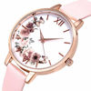 Picture of KIMOMT Women's Analog Casual Watch Floral Print Wristwatch with Pink Leather Strap