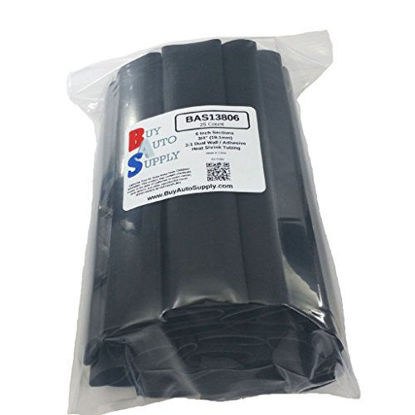 Picture of Buy Auto Supply # BAS13806 (25 Count) Black 3:1 Heat Shrink Tubing Dual Wall Adhesive Lined, Automotive & Marine Grade - Size: I.D 3/4" (19.1mm) - 6 Inch Sections