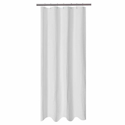 Picture of Barossa Design Stall Fabric Shower Curtain Waffle Weave 36 x 78 inches Long Size, Hotel Grade, Spa, 230gsm Heavy Duty, Water Repellent, Washable, White, 36x78
