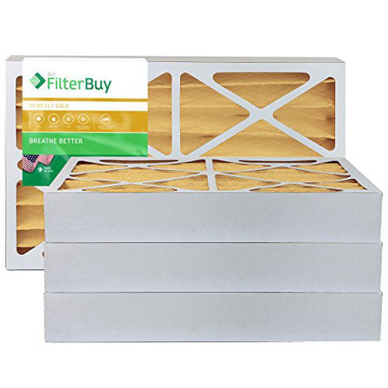 Picture of FilterBuy 14x14x4 MERV 11 Pleated AC Furnace Air Filter, (Pack of 4 Filters), 14x14x4 - Gold