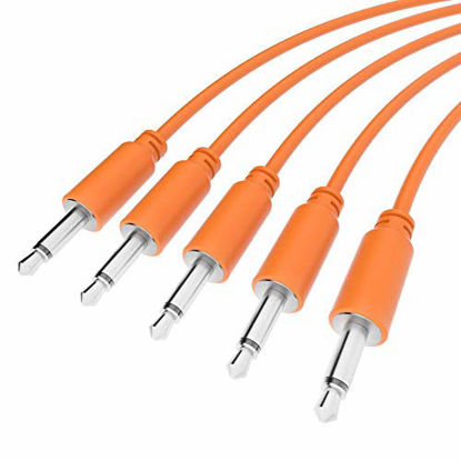 Picture of ExcelValley - 5 Pack - Mono Modular Patch Cables - TS 3.5mm 1/8" Eurorack Synthesizer (180 cm - 71" | Orange)