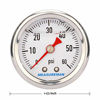 Picture of MEASUREMAN 1.5" Dial Size, 304 Stainless Steel case, Liquid Filled Fuel Pressure Gauge, 0-60Psi, 3-2-3%, 1/8" NPT Center Back Mount