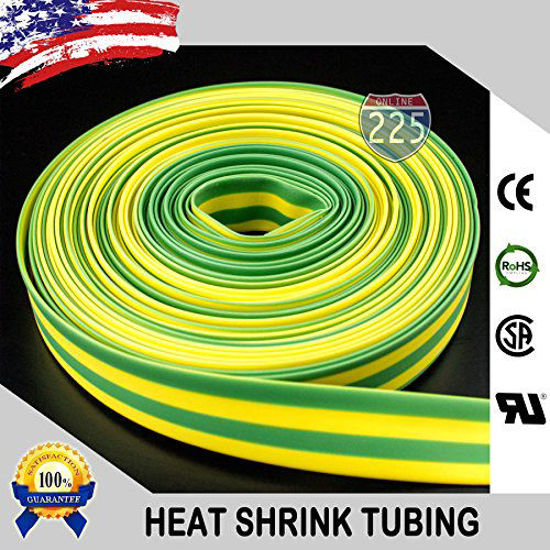 Picture of 225FWY 100 FT 5/8" 16mm Polyolefin Yellow Green Heat Shrink Tubing 2:1 Ratio