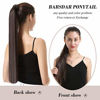 Picture of BARSDAR 26 inch Ponytail Extension Long Straight Wrap Around Clip in Synthetic Fiber Hair for Women - Blonde & Medium Brown