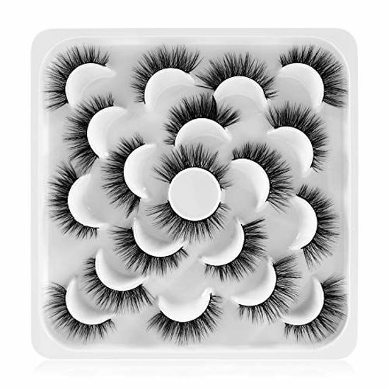 Picture of Newcally Lashes Natural False Eyelashes Wispy 3D Light Volume Faux Mink Eye Lashes 10 Pairs Pack