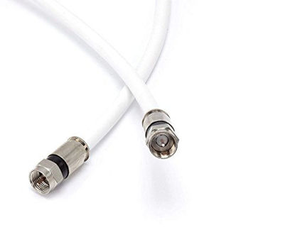 Picture of 75' Feet, White RG6 Coaxial Cable (Coax Cable) - Made in The USA - with Connectors, F81 / RF, Digital Coax - AV, CableTV, Antenna, and Satellite, CL2 Rated, 75 Foot