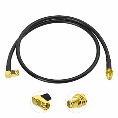 Picture of Bingfu Ham Radio Antenna Extension Relocation Cable SMA Male Right Angle to Female RG58 Coaxial Cable 1m 3 feet for Ham Radio Kenwood BaoFeng Wouxun Icom Yaesu Vertex Standard Horizon Marine VHF Radio