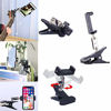 Picture of Portable Webcam Stand and Phone Holder with 2 Cell Phone Clamp 360° Swivel Mount Compatible with Logitech C920 C920S C922 C925e C930e Brio 4K, iPhone, for Live Stream, Video Conference2 Pack