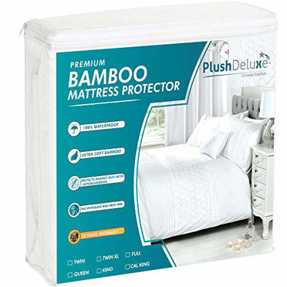 Picture of PlushDeluxe Premium Bamboo Mattress Protector - Waterproof, Hypoallergenic & Ultra Soft Breathable Bed Mattress Cover for Maximum Comfort & Protection - PVC, Phthalate (King Size)