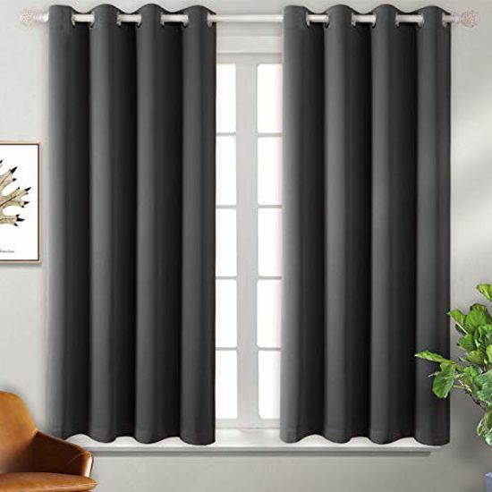 Picture of BGment Blackout Curtains - Grommet Thermal Insulated Room Darkening Bedroom and Living Room Curtain, Set of 2 Panels (52 x 45 Inch, Dark Grey)