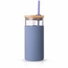 Picture of Tronco 20oz Glass Tumbler Glass Water Bottle Straw Silicone Protective Sleeve Bamboo Lid - BPA Free (Purple)