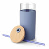 Picture of Tronco 20oz Glass Tumbler Glass Water Bottle Straw Silicone Protective Sleeve Bamboo Lid - BPA Free (Purple)