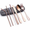 Picture of Portable Stainless Steel Flatware Set, Travel Camping Cutlery Set, Portable Utensil Travel Silverware Dinnerware Set with a Waterproof Case (Rose gold)