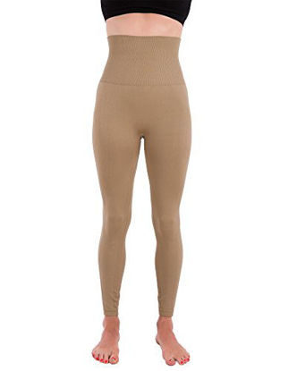 Picture of Homma Activewear Thick High Waist Tummy Compression Slimming Body Leggings Pant (X-Large, Mocha)