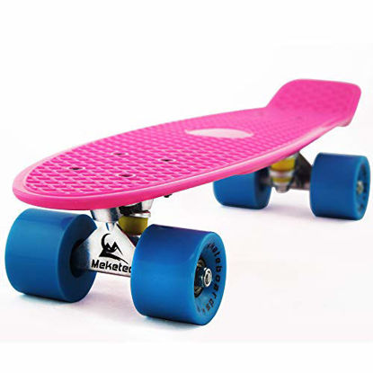 Picture of Skateboards Boys Retro Mini 22 inch Toddler Skateboard for Kids Boy Girls Youth Beginners Children Toddler Teenagers Adults Dog Age 4 5 6 Year (Pink Blue)