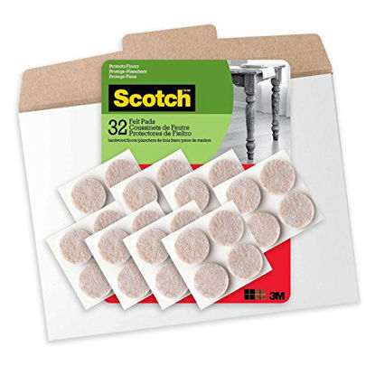 Picture of Scotch Mounting, Fastening & Surface Protection FP803-32NA 1.5 Inch Felt Pads in Easy to Open Packaging, 32, Beige, Count