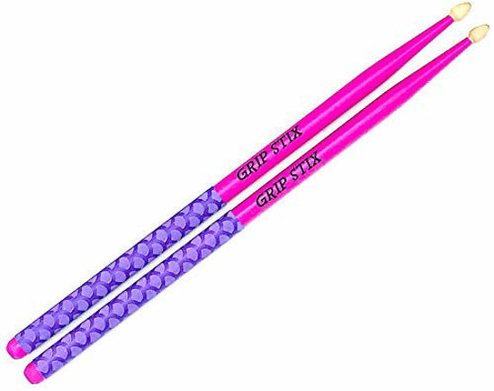 Picture of GRIP STIX 15" Long PINK With PURPLE Non-Slip Grip DRUMSTICKS - Ideal for All Drumming; Cardio, Aerobic and Fitness Exercises